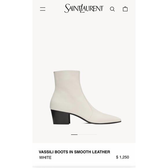 NIB Saint Laurent Vassili 60 Zip Ankle Boots Vintage Pearl EU43.5 Retail $1250